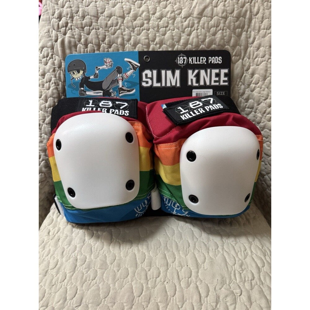 187 Killer Pads Slim Knee Pads XL Rainbow Skate BMX Roller Derby Protective Gear
